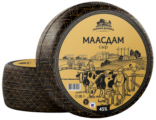 Сыр СЫРНАЯ ДОЛИНА Маасдам 45%, без змж, весовой, фото