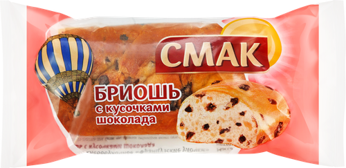 Бриошь СМАК Французские улочки с кусочками шоколада, 30г, картинка