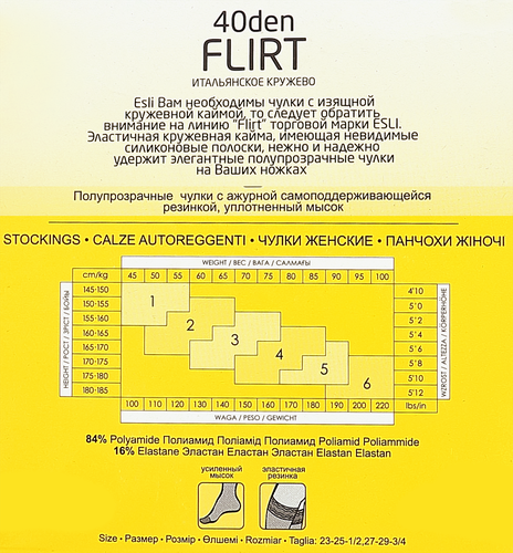 Чулки женские ESLI Flirt 40 den, nero 1/2, Арт. 8С-91СПЕ, крупный план