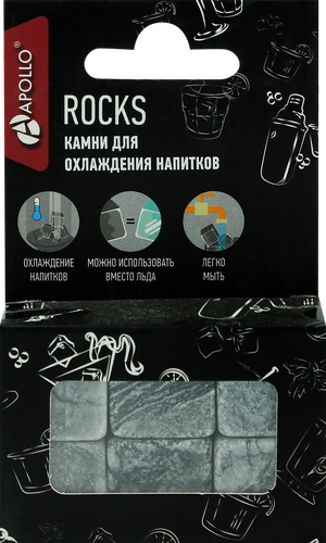 Камни д/охлаждения напитков APOLLO Rocks мрамор, 6шт. Арт RCK-06 (Китай), вид