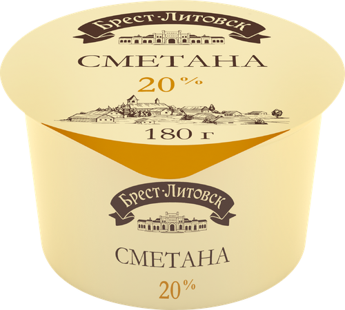 Сметана БРЕСТ-ЛИТОВСК 20%, без змж, 180г, картинка