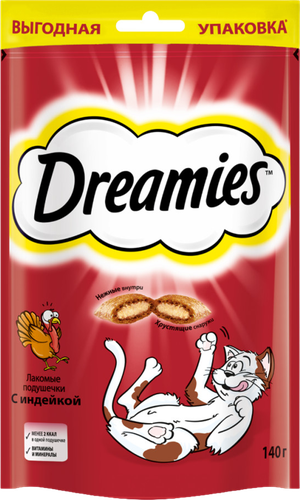 Лакомство для кошек DREAMIES с индейкой, 140г, фотография