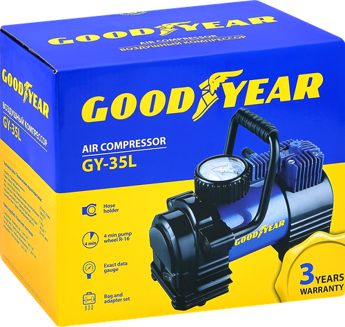Воздушный компрессор GOODYEAR 35л/мин со съемной ручкой, сумка для хранения Арт. GY000102, изображение