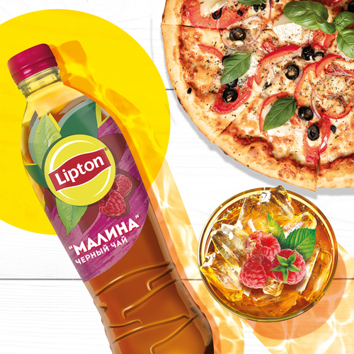 Напиток LIPTON Холодный чай Малиновое чаепитие на растительном сырье, 0.5л, фото