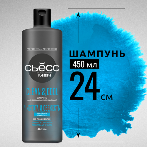 Шампунь для нормальных и жирных волос мужской СЬĔСС Men Clean&Cool, 450мл, картинка