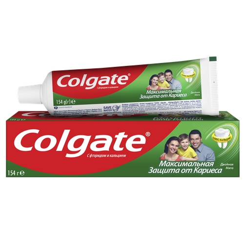 Зубная паста COLGATE Максимальная защита от кариеса Двойная мята с комплексом кальция и фторида и технологий Calcium-lock для укрепления ослабленной эмали, защиты от кариеса и свежего дыхания, 100мл, картинка