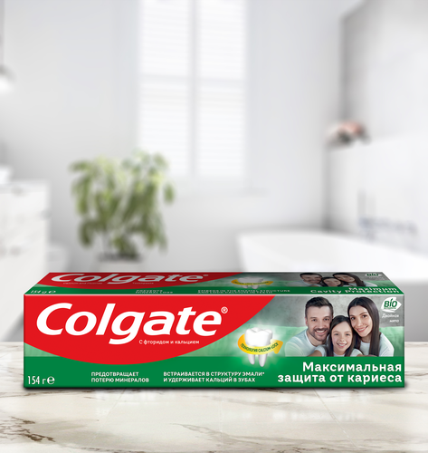 Зубная паста COLGATE Максимальная защита от кариеса Двойная мята с комплексом кальция и фторида и технологий Calcium-lock для укрепления ослабленной эмали, защиты от кариеса и свежего дыхания, 100мл, вид