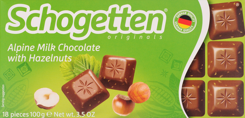 Шоколад молочный SCHOGETTEN Hazelnuts с обжаренным фундуком, 100г, фото