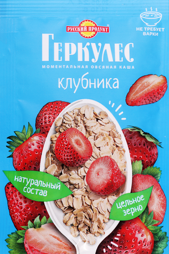 Каша овсяная РУССКИЙ ПРОДУКТ Геркулес с клубникой, 35г, фото