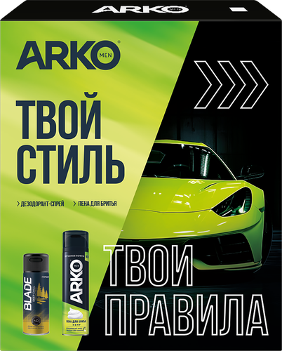 Набор подарочный мужской ARKO Men Пена для бритья Hemp, 200мл + BLADE Дезодорант-спрей Deep Chill, 150мл, детальное фото