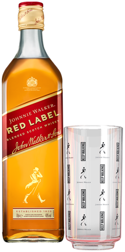 Виски JOHNNIE WALKER Red Label Шотландский, купажированный 40%, п/у + стакан, 0.7л, картинка