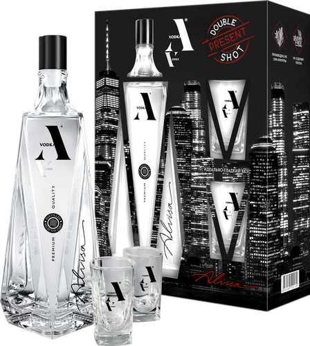 Водка VODKA A 40%, п/у + 2 стопки, 0.7л