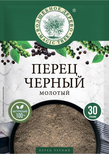Перец черный ВОЛШЕБНОЕ ДЕРЕВО молотый, 30г, вид