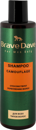 Шампунь для волос мужской BRAVE DAVE Camouflage Укрепление, 250мл, картинка