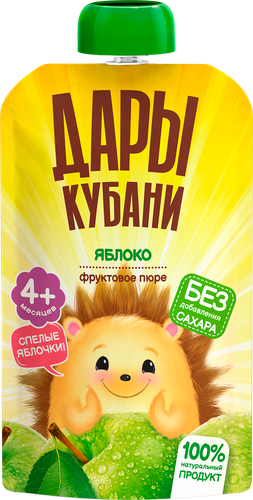 Пюре фруктовое ДАРЫ КУБАНИ Яблоко, с 4 месяцев, 90г, картинка