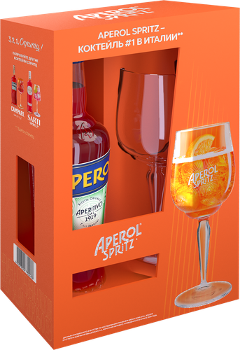 Напиток спиртной APEROL, п/у + 1 бокал, 0.7л, вид
