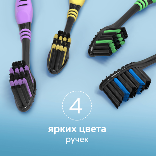 Зубная щетка COLGATE Super Flexi Black, средней жесткости, 4шт, вид