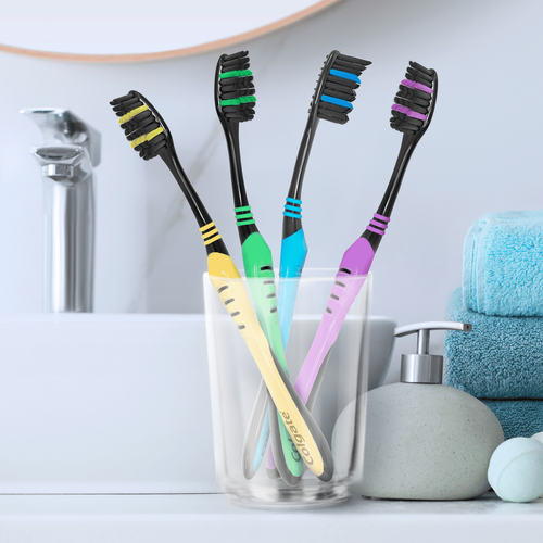 Зубная щетка COLGATE Super Flexi Black, средней жесткости, 4шт, фото