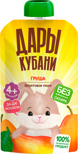 Пюре фруктовое ДАРЫ КУБАНИ Груша, с 4 месяцев, 90г, изображение