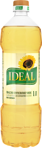 Масло подсолнечное IDEAL рафинированное дезодорированное, 1л, картинка