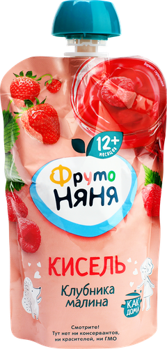 Кисель ягодный ФРУТОНЯНЯ Клубника, малина, с 12 месяцев, 130г, фотография