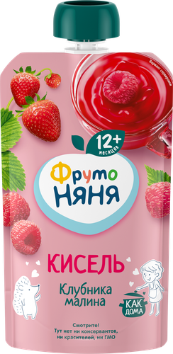 Кисель ягодный ФРУТОНЯНЯ Клубника, малина, с 12 месяцев, 130г, вид