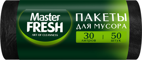Пакеты для мусора MASTER FRESH 30л, черные, 50шт, картинка