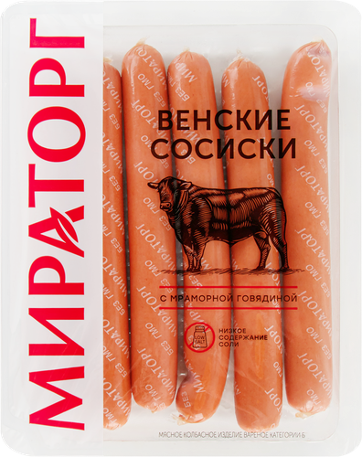 Сосиски МИРАТОРГ Венские, категория Б, 350г, изображение