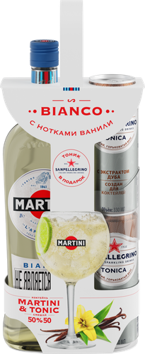 Промо-набор: Напиток виноградосодержащий MARTINI Bianco cладкий, 1л + Тоник, 2x0.33л, фотография
