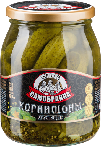 Корнишоны маринованные СКАТЕРТЬ-САМОБРАНКА Хрустящие, 720мл, фото