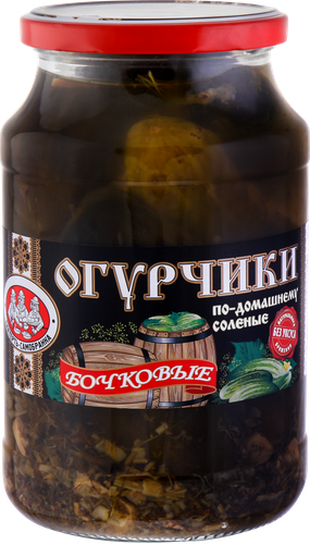Огурцы соленые СКАТЕРТЬ-САМОБРАНКА Бочковые по-домашнему, 950мл, фото