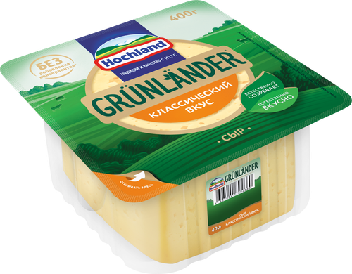 Сыр полутвердый HOCHLAND Grunlander 50%, без змж, 400г, картинка