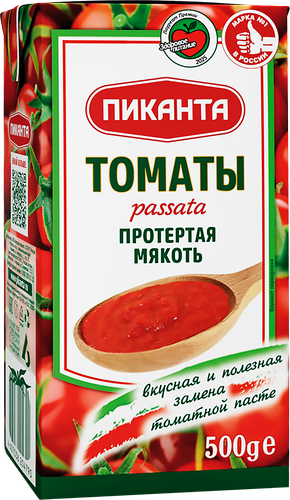 Мякоть томатов ПИКАНТА Пассата, протертая, 500г, крупный план