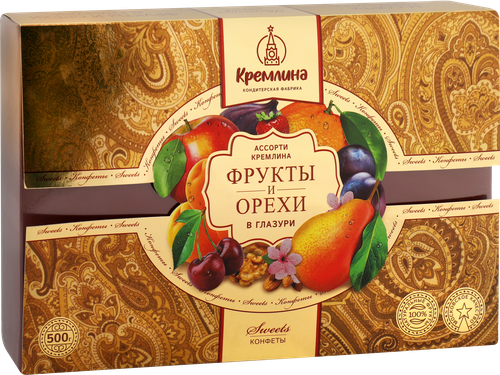 Конфеты КРЕМЛИНА Ассорти фрукты и орехи в глазури, 500г, изображение