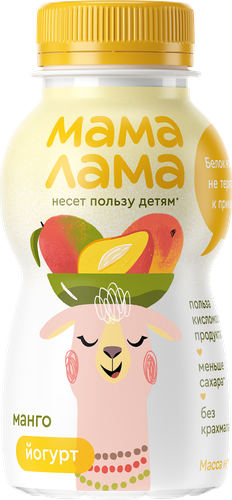 Йогурт питьевой МАМА ЛАМА Манго 2,5%, без змж, 180г, картинка