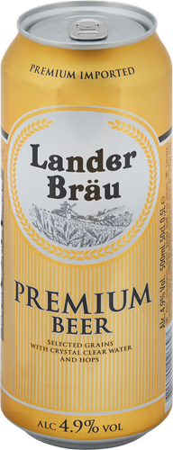 Пиво светлое LANDER BRAU фильтрованное пастеризованное, 4,9%, ж/б, 0.5л, фото