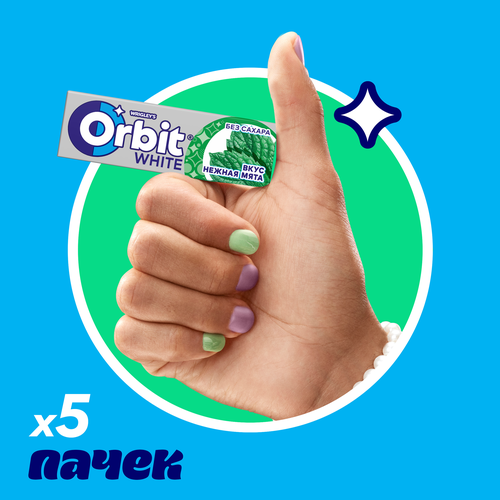 Жевательная резинка ORBIT Нежная мята, 13,6г, детальное фото