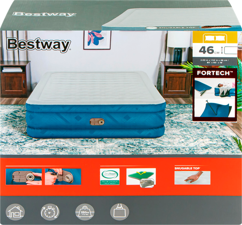 Кровать надувная BESTWAY Snugable Top Fortech 203х152х46см, Арт. 69075, фотография