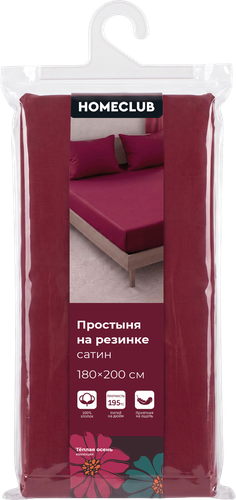 Простыня на резинке HOMECLUB Теплая осень 180х200 см, сатин, картинка