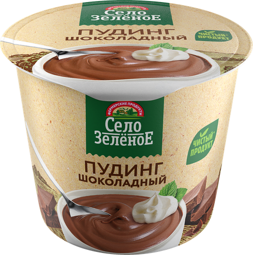 Пудинг молочный СЕЛО ЗЕЛЕНОЕ Шоколад 3%, без змж, 120г, крупный план