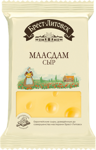 Сыр полутвердый БРЕСТ-ЛИТОВСК Маасдам 45%, без змж, 200г, фото