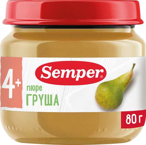 Пюре фруктовое SEMPER Груша, с 4 месяцев, 80г, крупный план