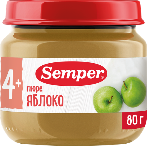 Пюре фруктовое SEMPER Яблоко, с 4 месяцев, 80г, фотография
