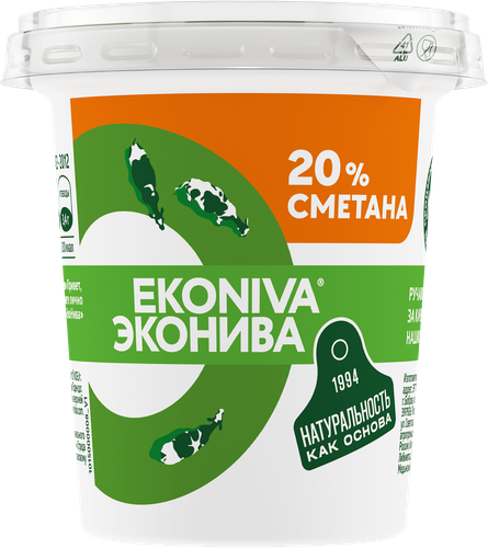 Сметана ЭКОНИВА 20%, без змж, 300г, картинка