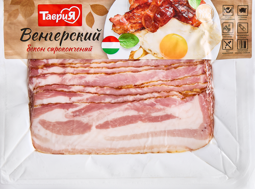 Бекон сырокопченый ТАВРИЯ Венгерский, нарезка, 300г, вид