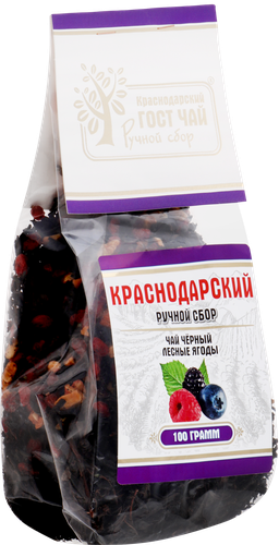 Чай черный КРАСНОДАРСКИЙ ГОСТ ЧАЙ РУЧНОЙ СБОР с лесными ягодами байховый, листовой, 100г, фото