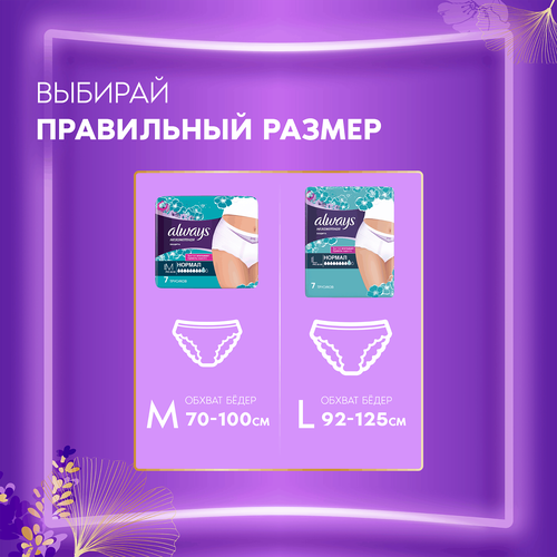 Трусы для взрослых при недержании ALWAYS Незаметная защита Нормал, размер M, 7шт, крупный план
