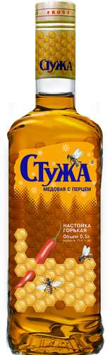 Настойка горькая СТУЖА Медовая с перцем 35%, 0.5л