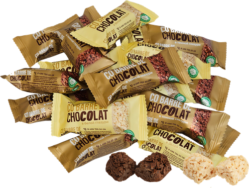 Конфеты мультизлаковые CO BARRE DE CHOCOLAT Ассорти с белой и темной глазурью, весовые, картинка