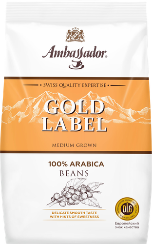Кофе зерновой AMBASSADOR Gold Label натуральный средняя обжарка, 1кг, картинка